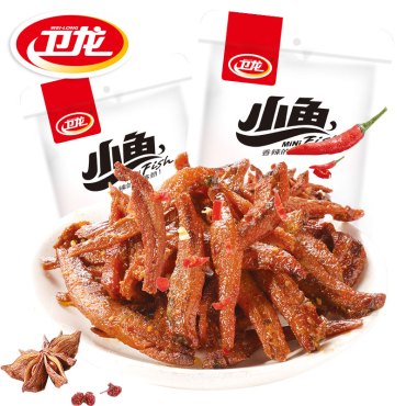 卫龙小鱼150g袋装香辣麻辣毛毛鱼即食小鱼仔真空卫龙辣条休闲零食品
