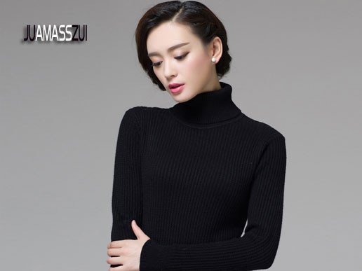 阿玛斯旗舰店 针织衫 中长款 高领套头羊绒衫修身